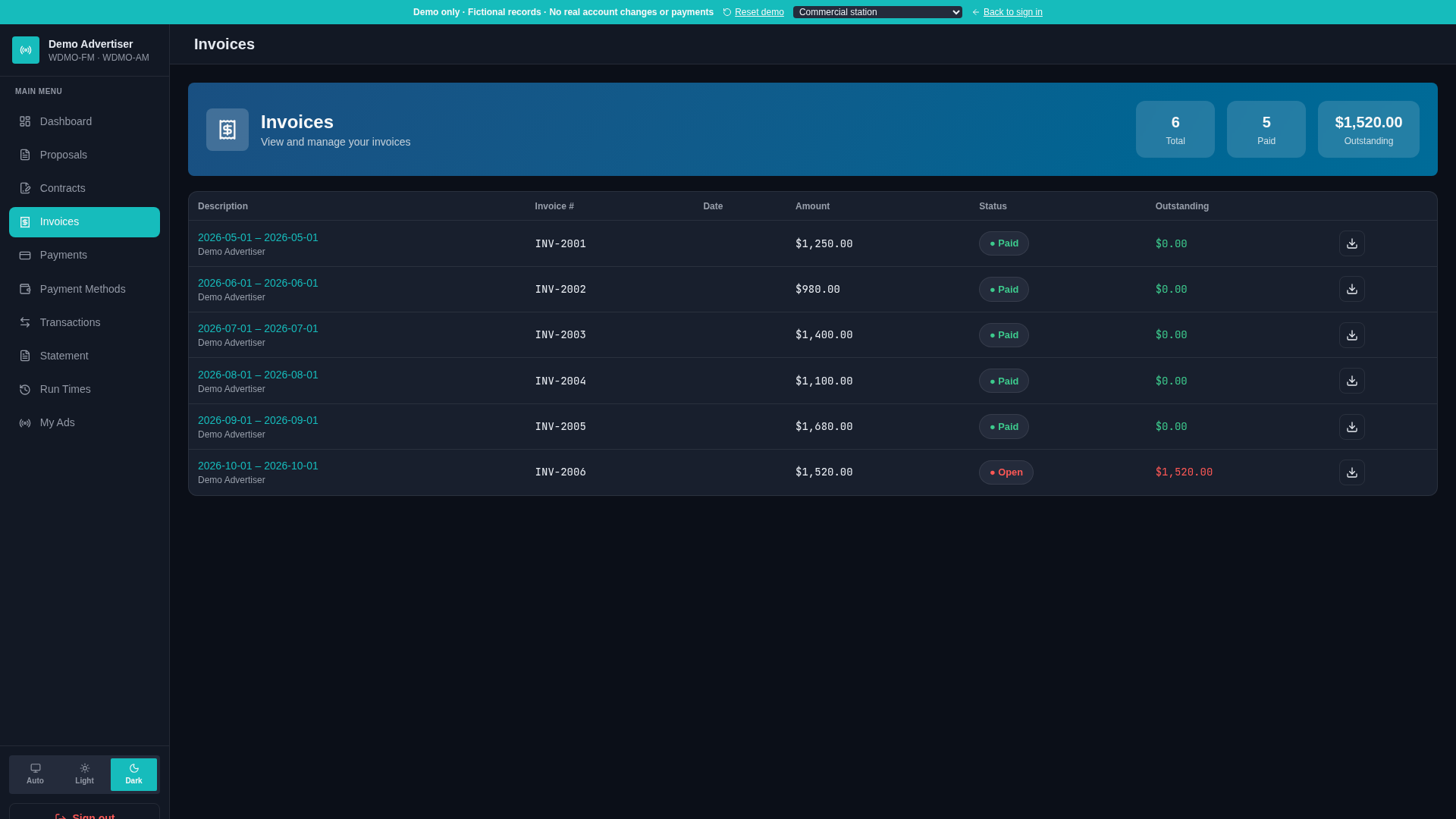 commercial Portal invoices