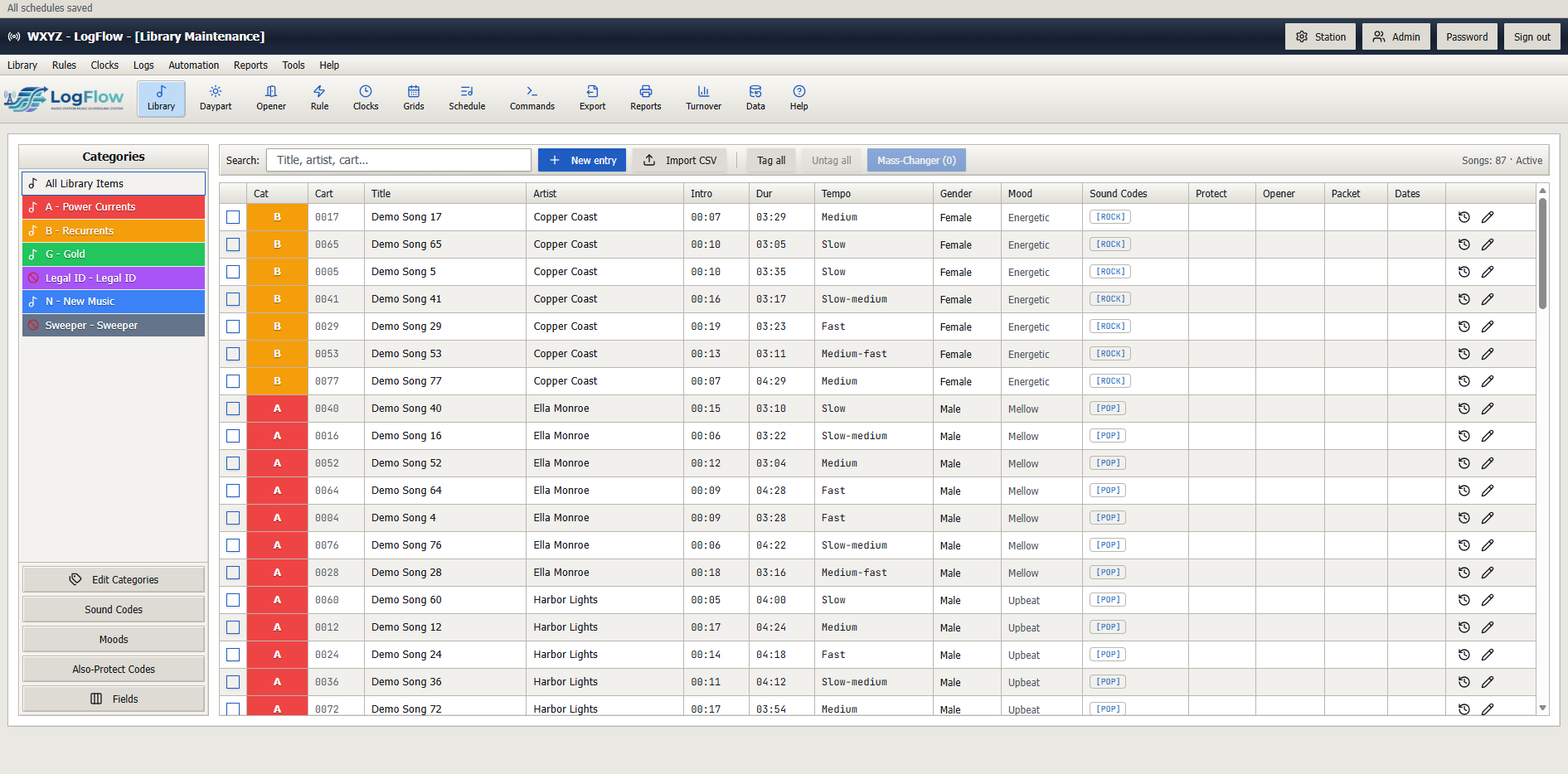 LogFlow Music screen
