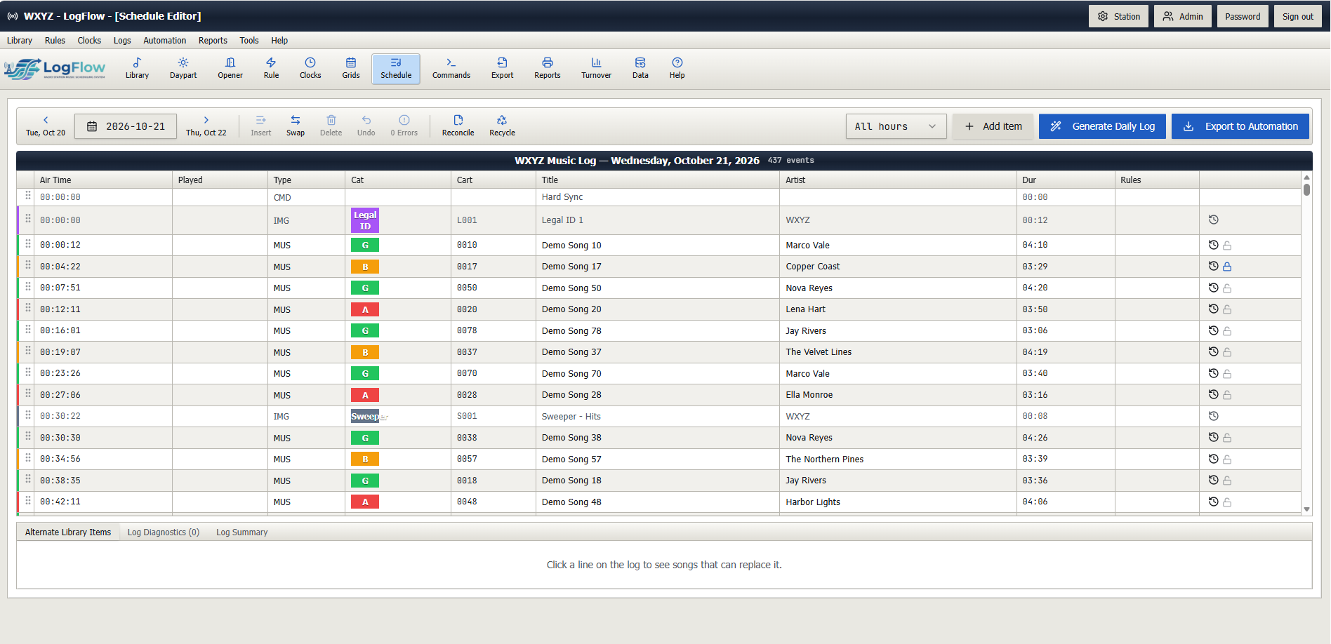 LogFlow Music log editor