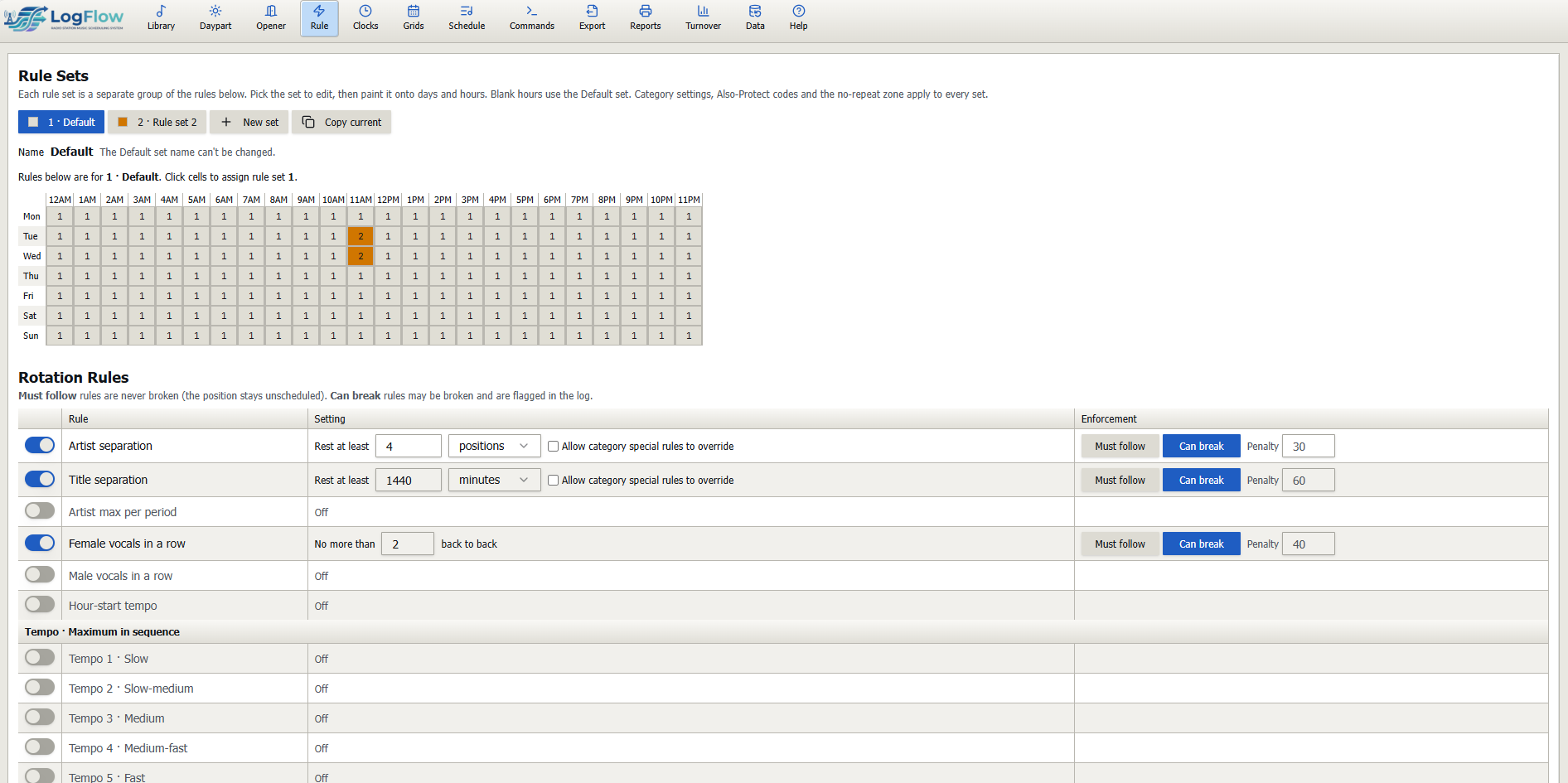 LogFlow Scheduling rules